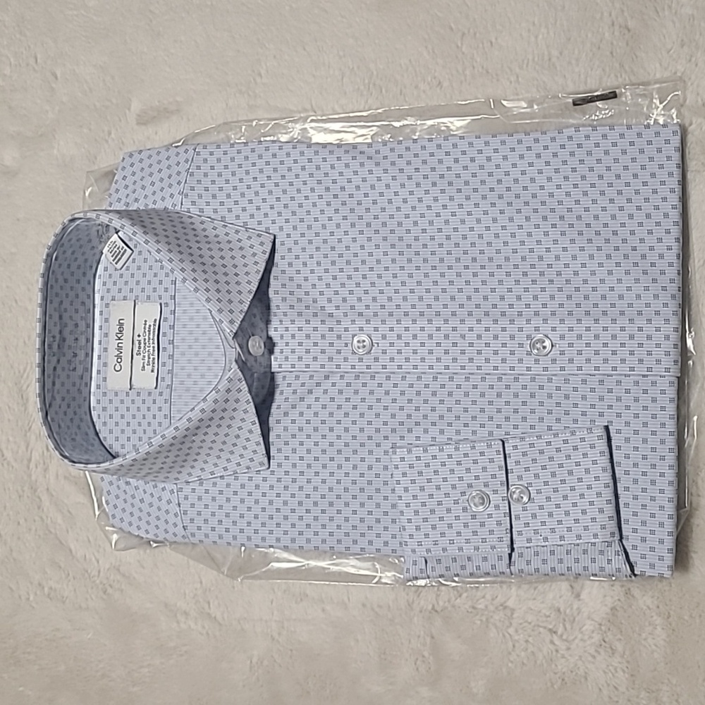 Calvin Klein Men's Wrinkle Resistance Stretch Dress Shirt Mens Size 15.5